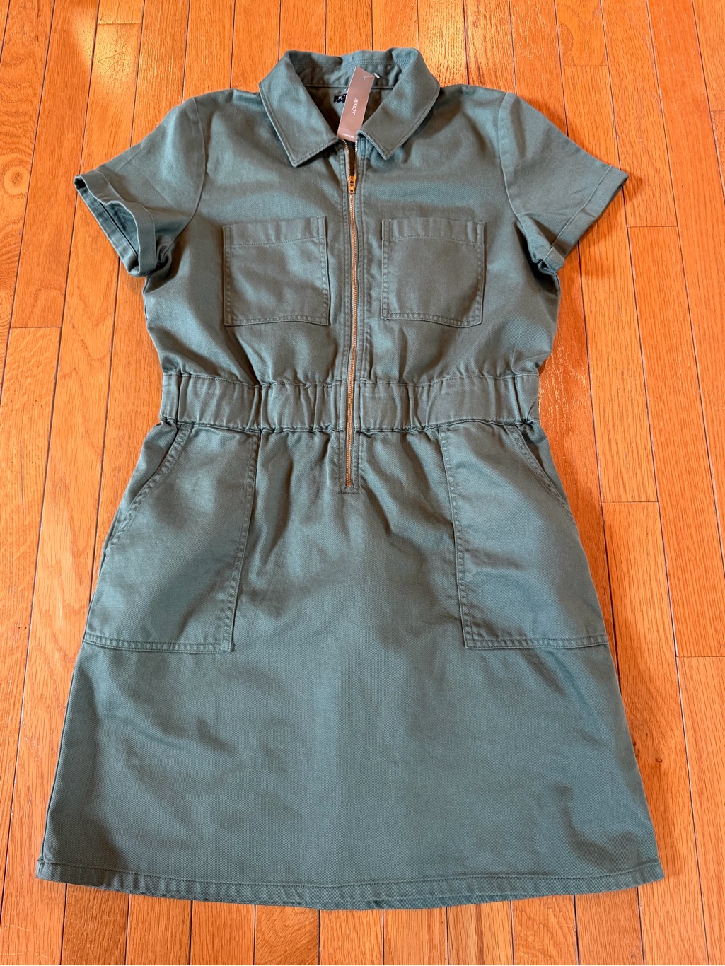 New Nwt $138 J.Crew Zip-Front Denim Jeans Zip Front Dress Utility Green Size 8